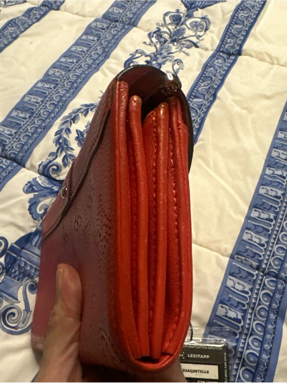 Authentic Louis Vuitton Mahina Amelia Wallet Grenade Red Perforated Leather COA - Picture 14 of 16
